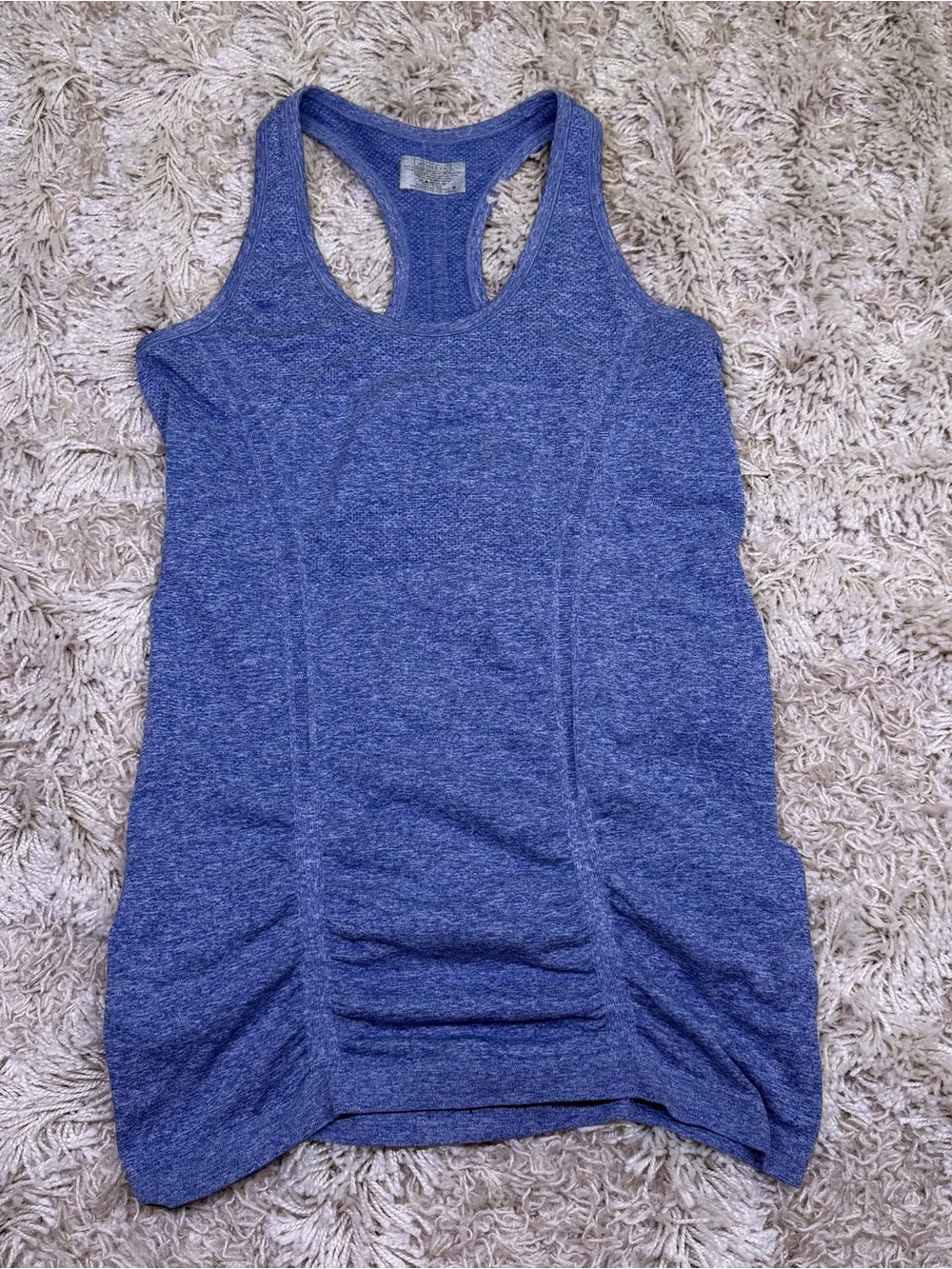 Athleta Fastest Track Tank S Blue Seamless Ruched Racerback #643266